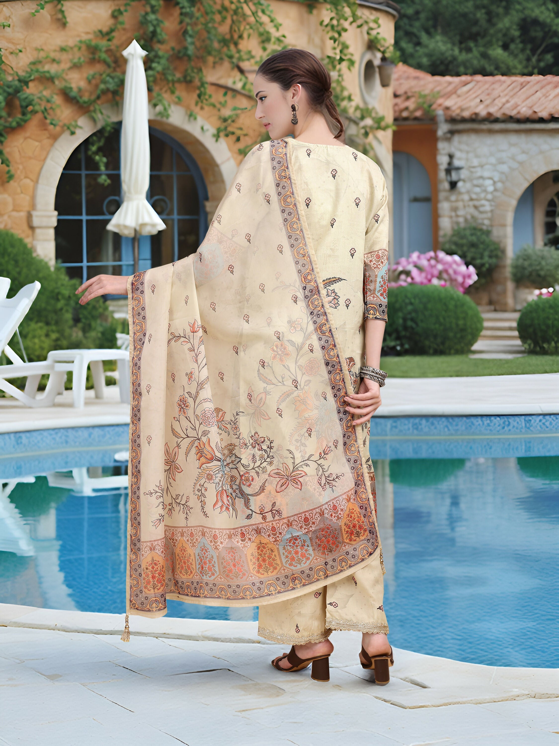 Joban Fashion Off White Position Digital Print With Position Foil Kurta Set - Distacart