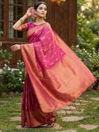 Shree Shyam Fashion Lite Pink Silk Blend Saree - Distacart