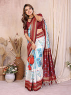 Aastha Fashion White Soft Silk Weaving Saree - Distacart