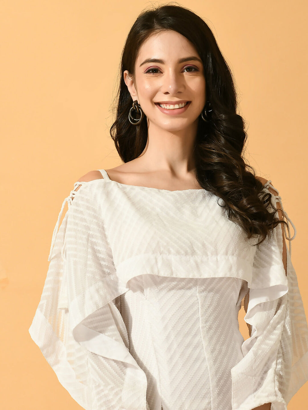 Myshka Women's White Fit and Flare Party Dress - Distacart