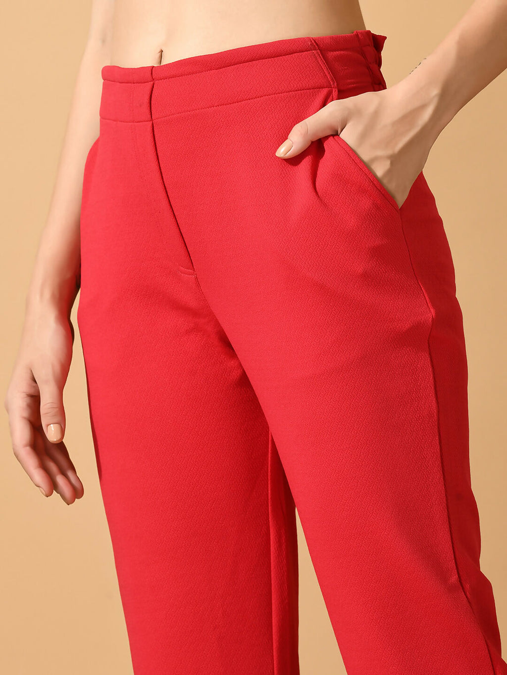 Myshka Women's Pink Straight Fit Party Trouser