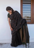 DEIANA'S Beautiful Designer Golden zari Soft Lichi Silk Saree - Black