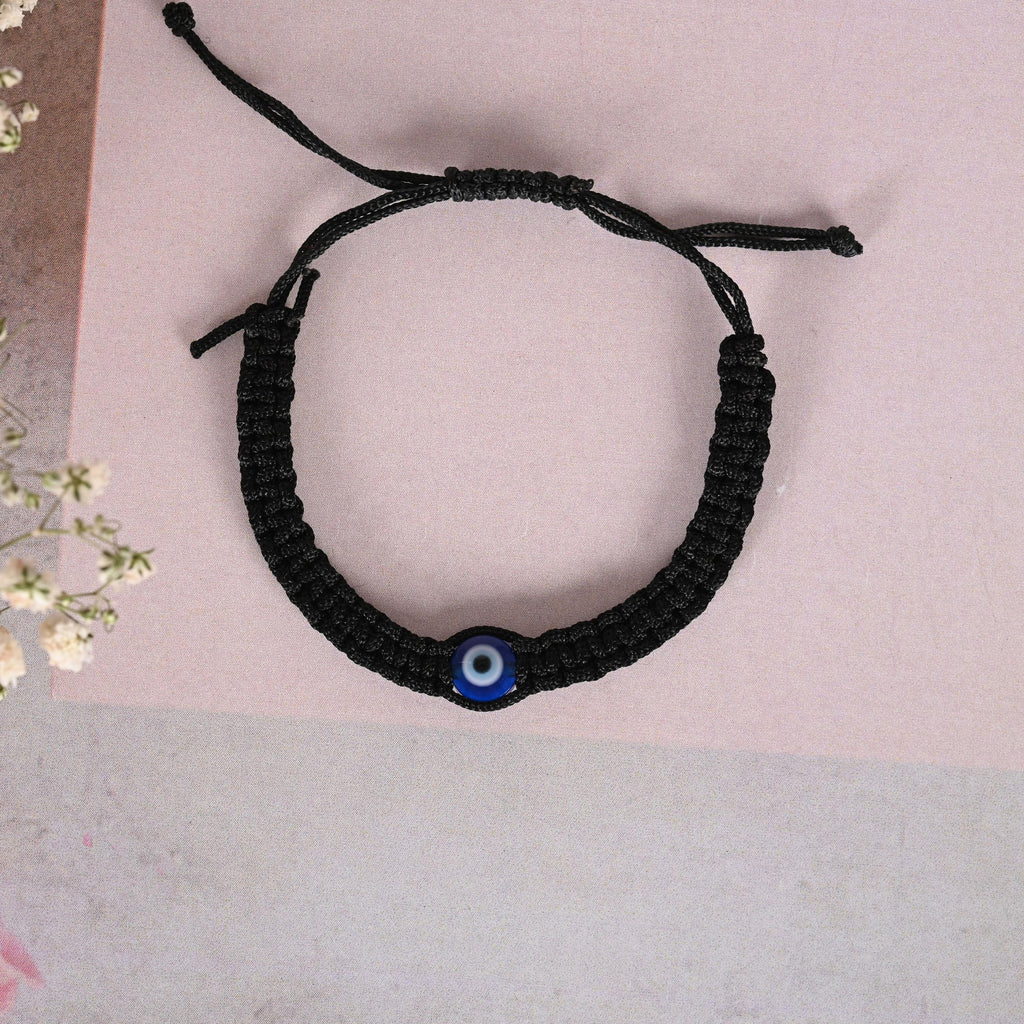 NVR Men & Women Black Fabric Elasticated Bracelet - Distacart