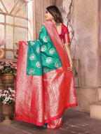 Joban Fashion Green Banarasi Soft Silk Woven Saree - Distacart