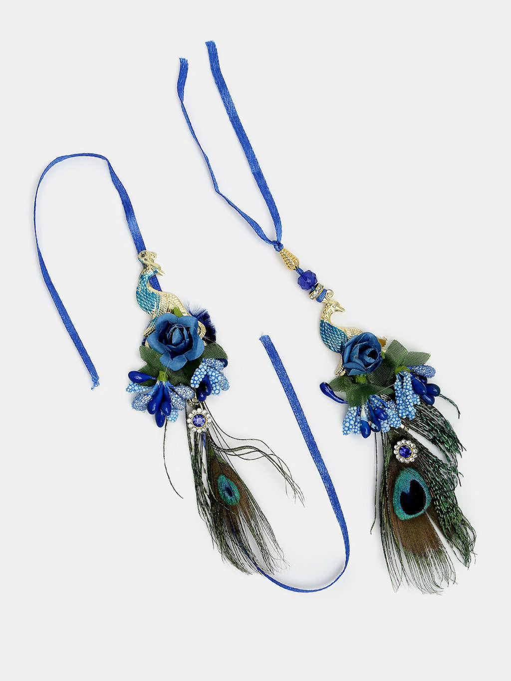 NVR Women & Men Set of 2 Blue Peacock Design Bhaiya Bhabhi Rakhi With Roli Chawal & Chocolate - Distacart