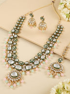Jewel City Gold-Plated Kundan Bridal Necklace Set with Pastel Beads – Traditional Indian Wedding Jewelry for Women - Distacart