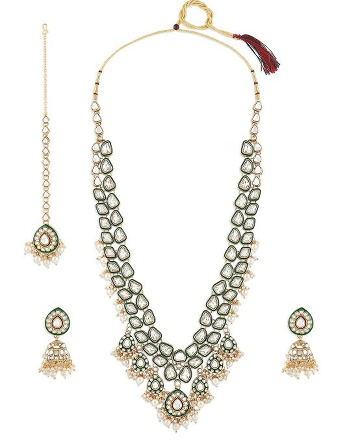 Jewel City Gold-Plated Kundan Bridal Necklace Set with Pearls – Traditional Indian Jewelry for Weddings & Festivals