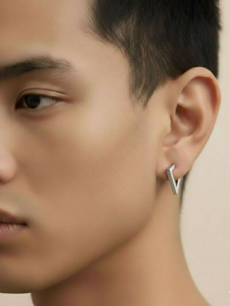 NVR Men's Silver Plated Geomatric Shaped Stud Earrings - Distacart