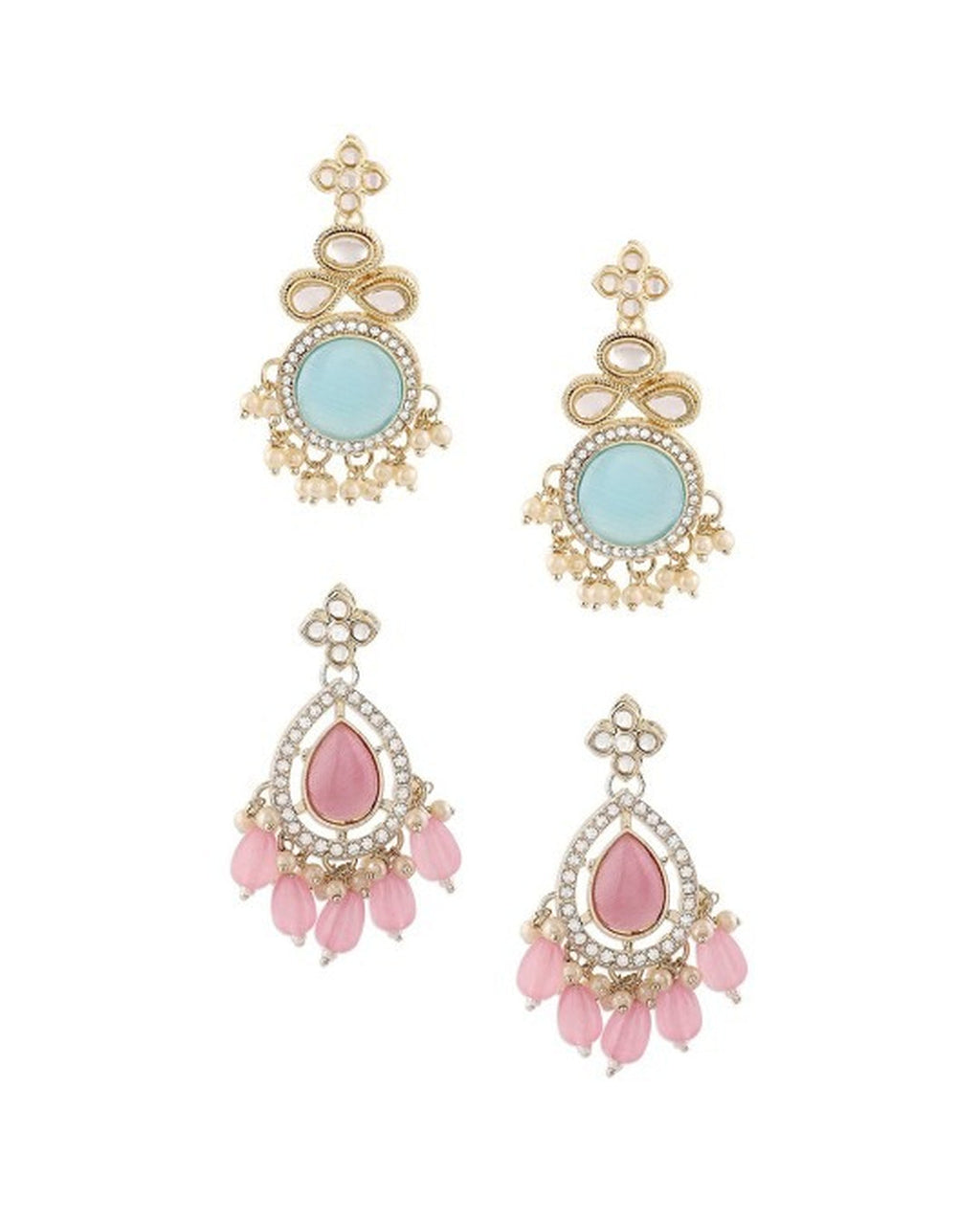 Jewel City Set Of 2 Gold-Plated Contemporary Drop Earrings - Distacart