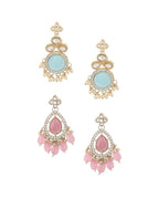 Jewel City Set Of 2 Gold-Plated Contemporary Drop Earrings - Distacart