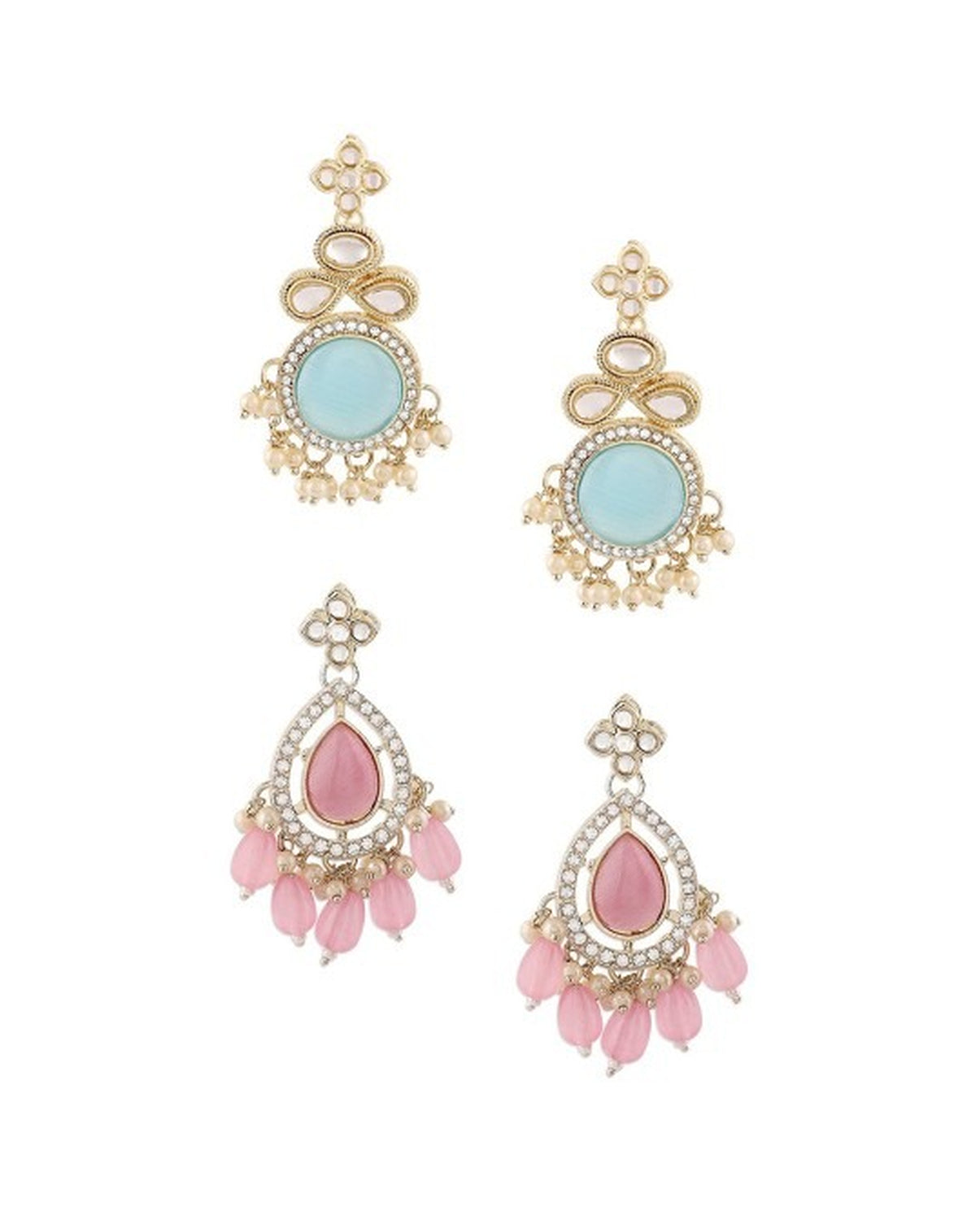 Jewel City Set Of 2 Gold-Plated Contemporary Drop Earrings - Distacart