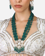 Jewel City Elegant Kundan & Green Beaded Necklace Set for Women | Indian Ethnic Jewelry with Earrings – Wedding & Festive Wear