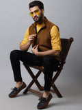 Even Apparels Men's Brown Nehru Jacket With Welt Pockets