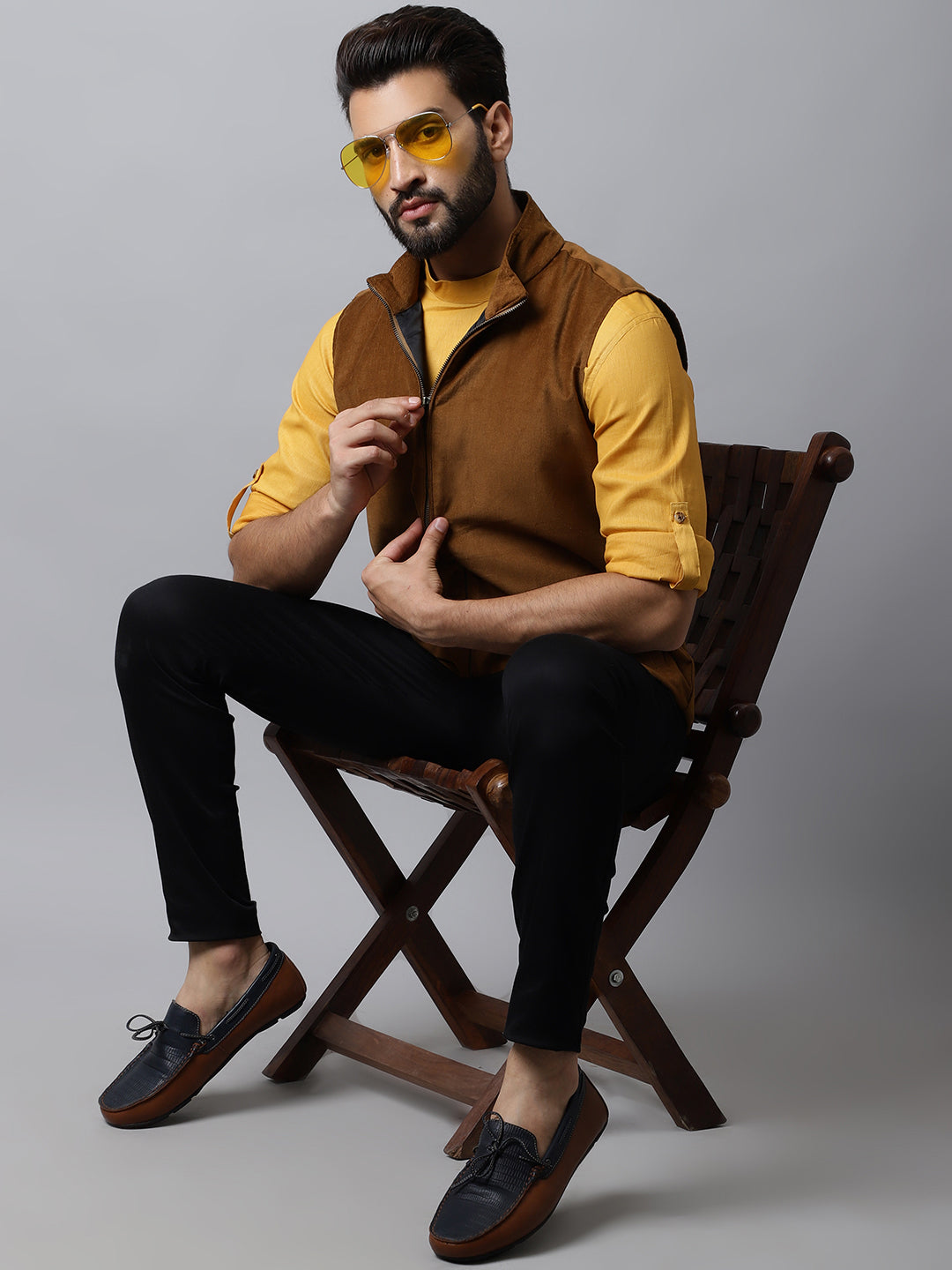 Even Apparels Men's Brown Nehru Jacket With Welt Pockets
