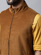 Even Apparels Men's Brown Nehru Jacket With Welt Pockets