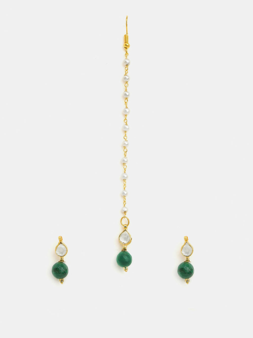 Ruby Raang Maang Tikka And Earrings Set - Distacart