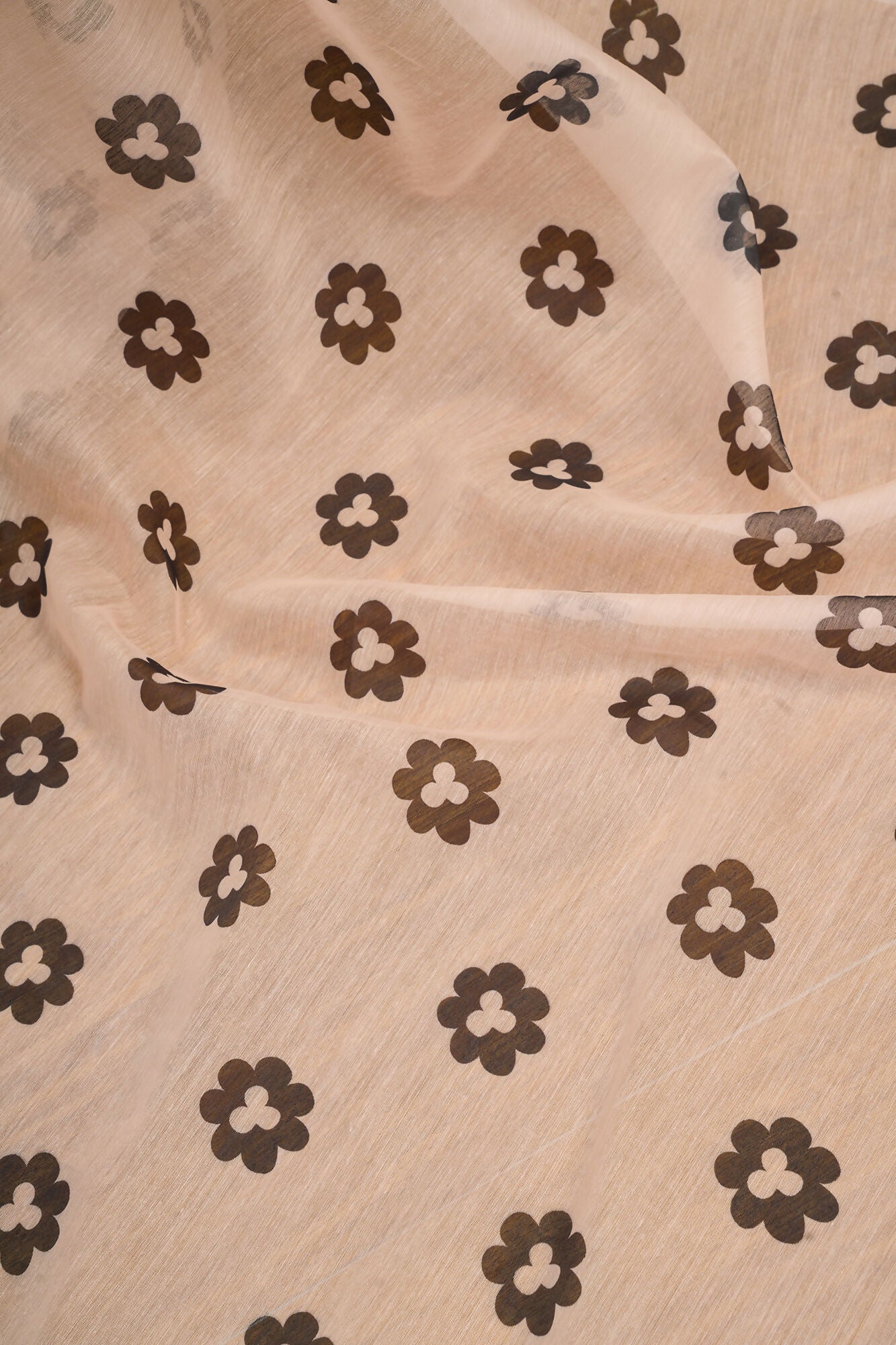 Vastranavya Cream Digital Printed Linen Ready To Wear Designer Saree with Unstitched Blouse - Distacart