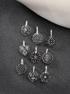 NVR Women's Set of 9 Silver-Plated German Silver Nose Pins