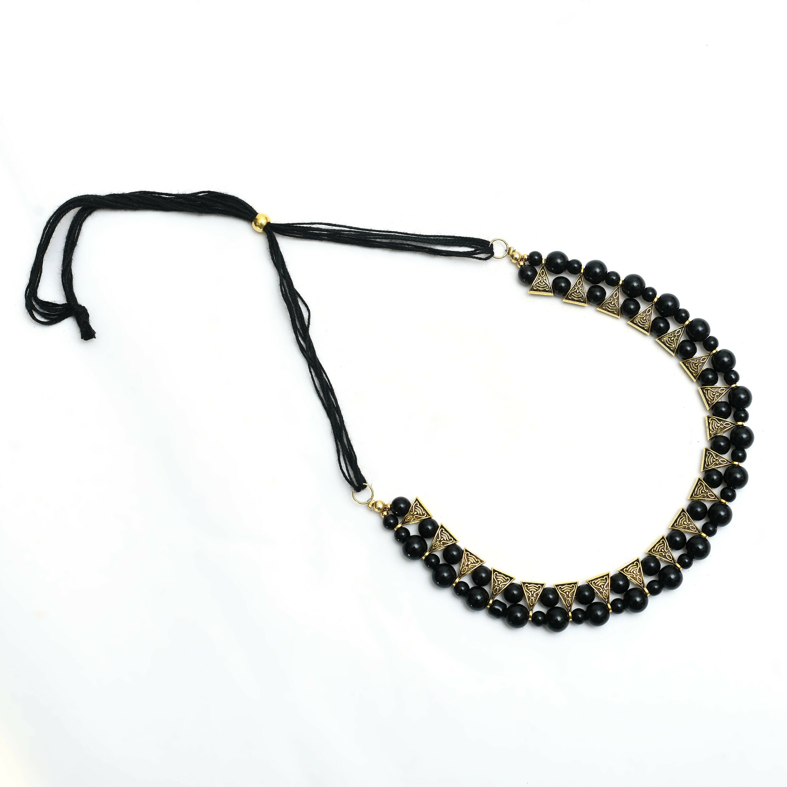 Mominos Fashion Johar Kamal Gold-Plated Brass Finish Pearls Work Choker For Women (Black) - Distacart