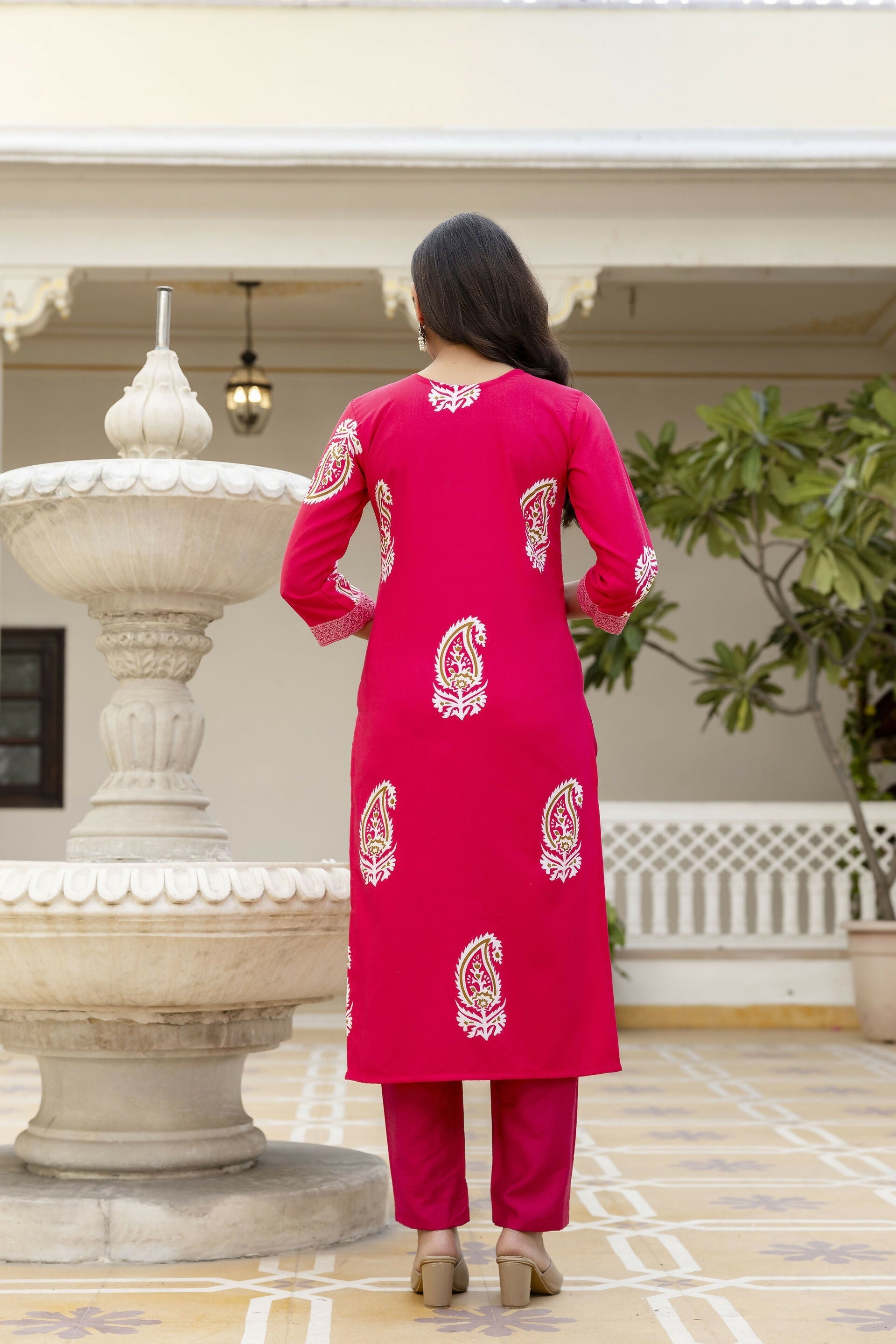 The52 Women's Beautiful Rayon Fabric Printed Work Straight Kurta Pant and Dupatta Set - Distacart