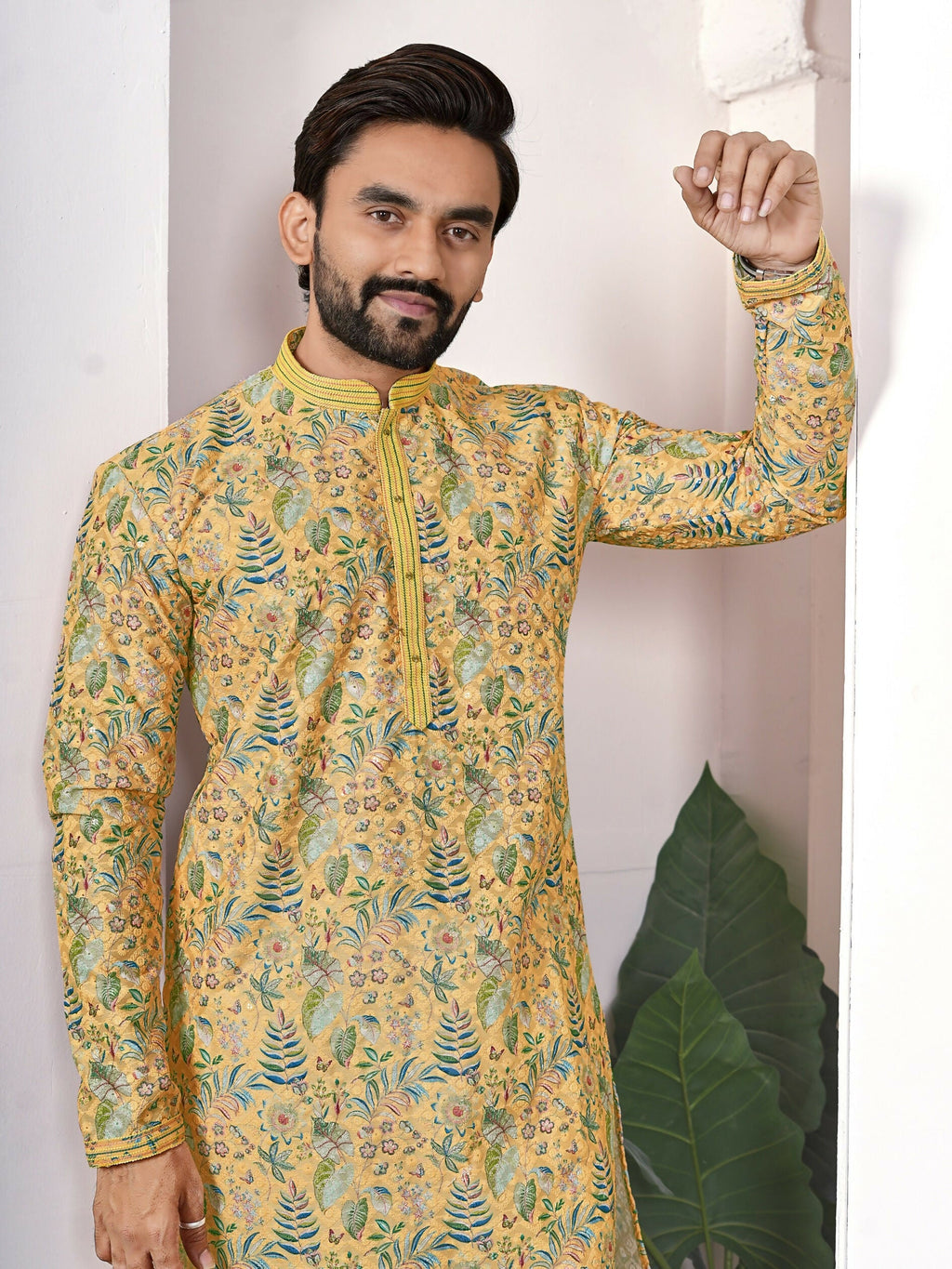 Anaita Yellow Digital Printed Work Cotton Straight Kurta - Distacart
