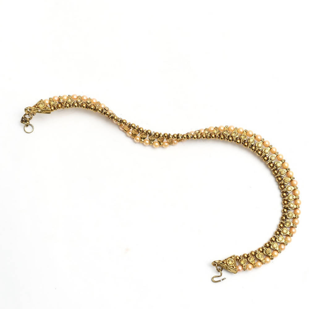 Mominos Fashion Kamal Johar Golden Kundan Anklets
