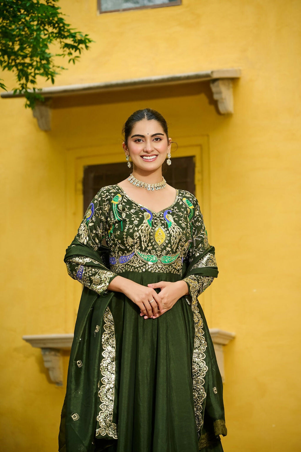 Joban Fashion Green Silk Sequence Embroidery Work Kurta Set - Distacart