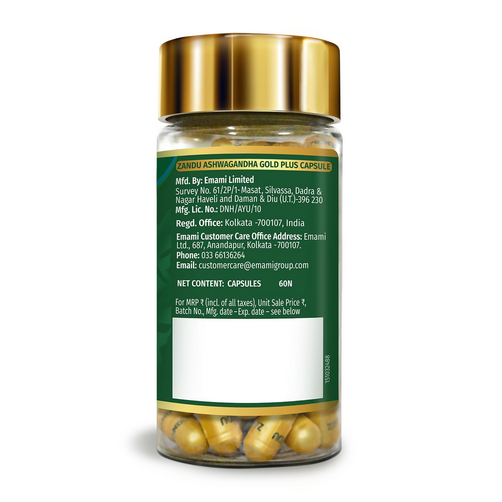 Zandu Ashwagandha Gold Plus Capsules - Distacart