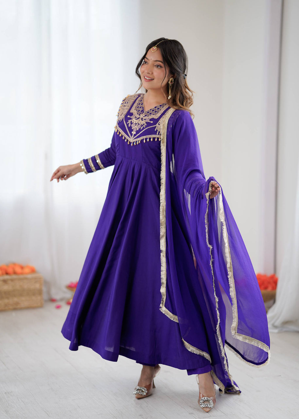 Prazu Fashion Blue Roman Silk Coding Work Anarkali Suit - Distacart