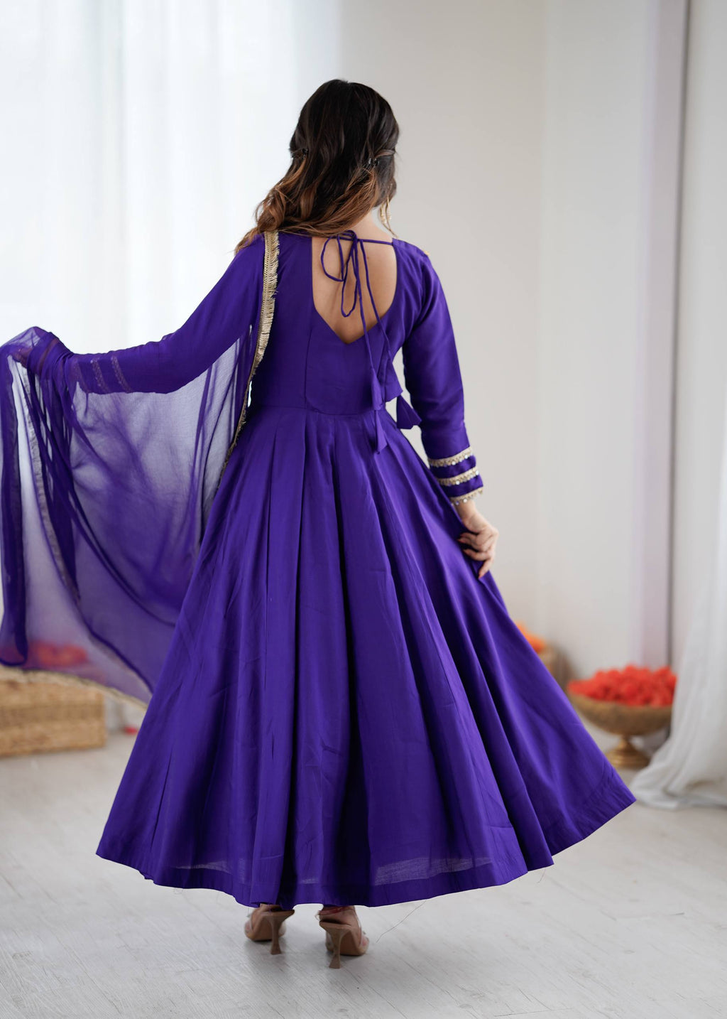 Prazu Fashion Blue Roman Silk Coding Work Anarkali Suit - Distacart