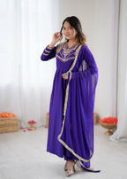 Prazu Fashion Blue Roman Silk Coding Work Anarkali Suit - Distacart