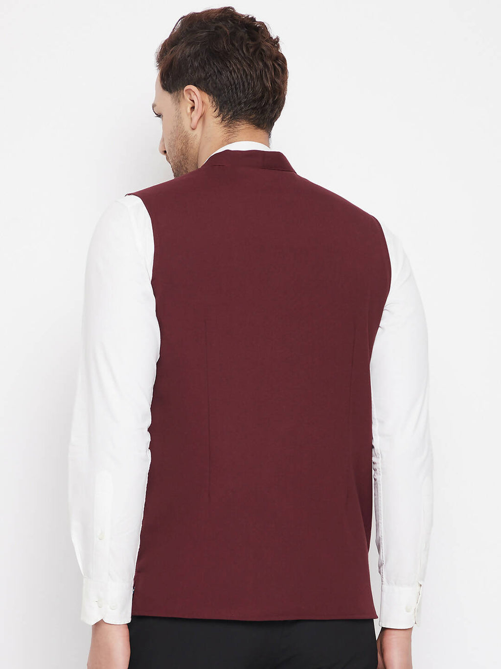 Even Apparels Maroon Merino Men's Nehru Jacket-Contrast Lining-Inbuilt Pocket Square - Distacart