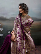 Shree Shyam Fashion Wine Silk Blend Saree - Distacart