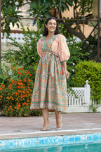 Kaajh Women's Orange Hand Block Printed Dress - Distacart