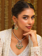 Ruby Raang Maharani Pendant Necklace And Earrings