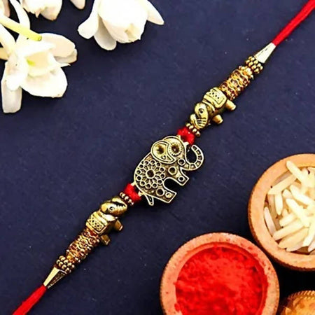 Ethnic Elephant Pearl Rakhi & Cadbury Temptations