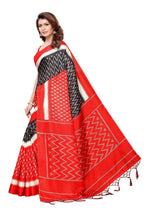 Vamika Red Kalamkari With Jhalar Khadi Silk Saree Snap Red