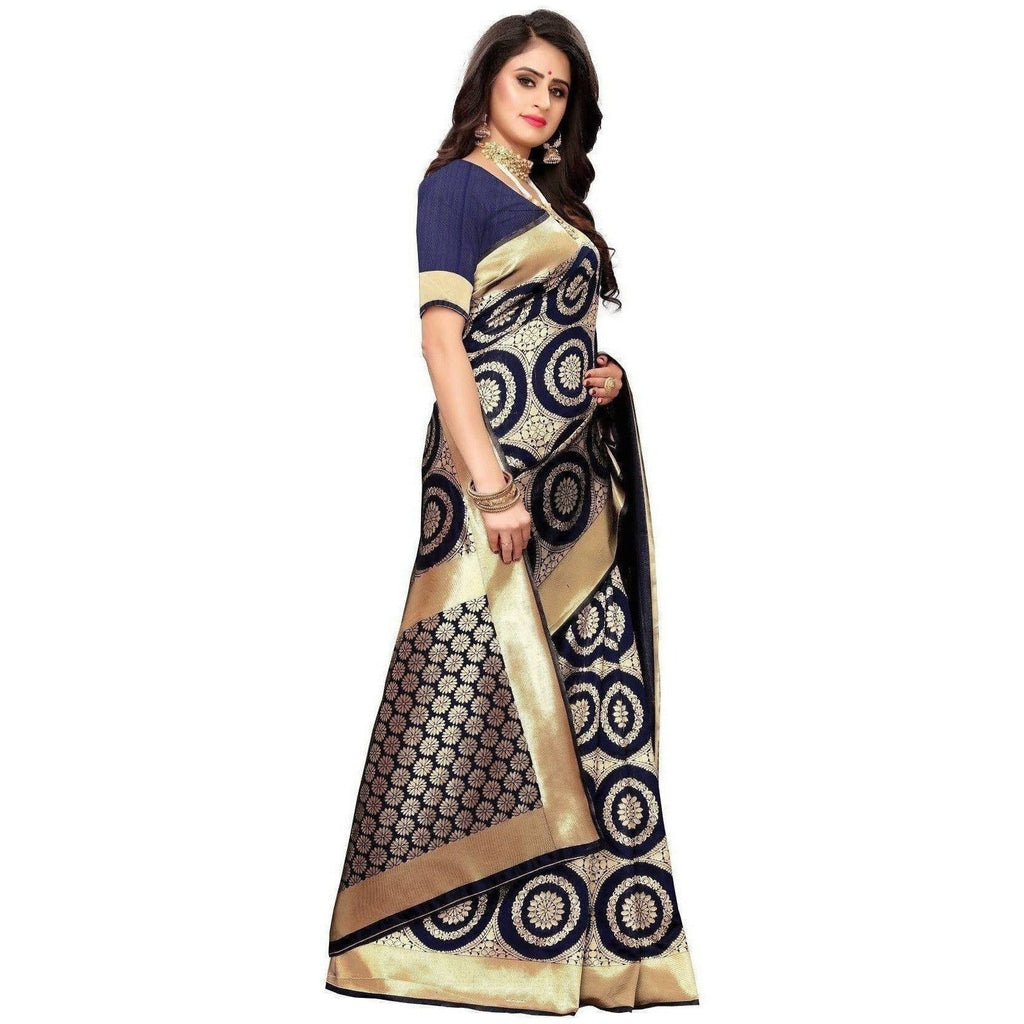 Vamika Banarasi Jaquard Blue Weaving Saree (Banarasi 27)