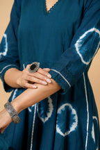 Joban Fashion Navy Blue Tie & Dye Cotton Suit Set - Distacart
