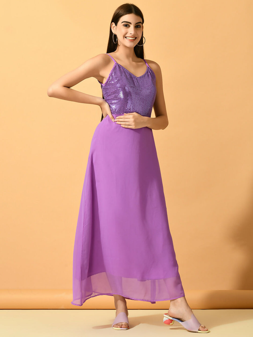 Myshka Women's Lavender Empire Party Dress - Distacart