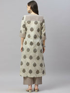Miravan Women's Pure Cotton Printed A-Line Kurta And Palazzo