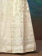 White Net Thread Sequence Embroidery Lehenga Choli - Jihu Culture