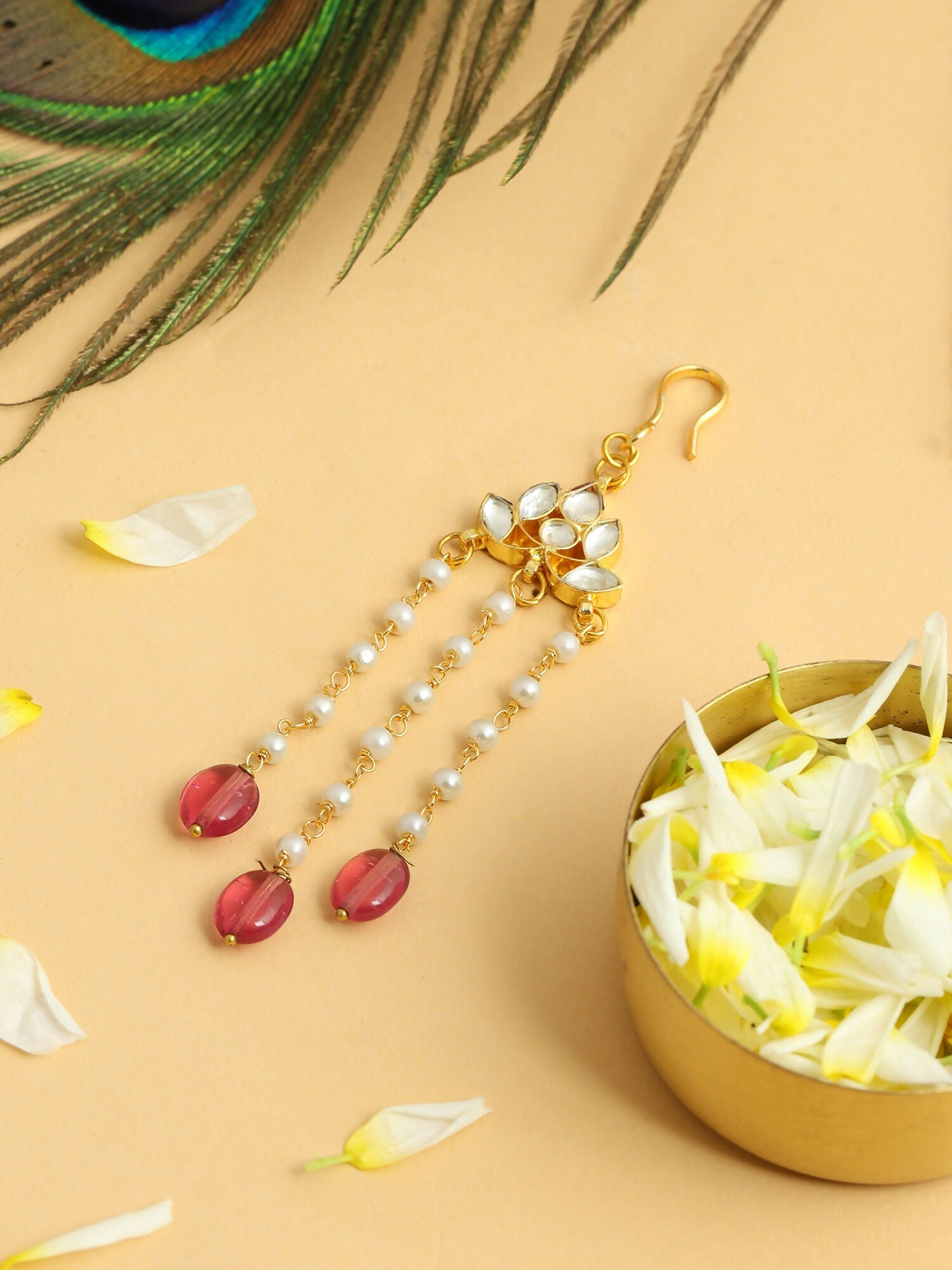 Ruby Raang Floral Pearl Hair Jewelry