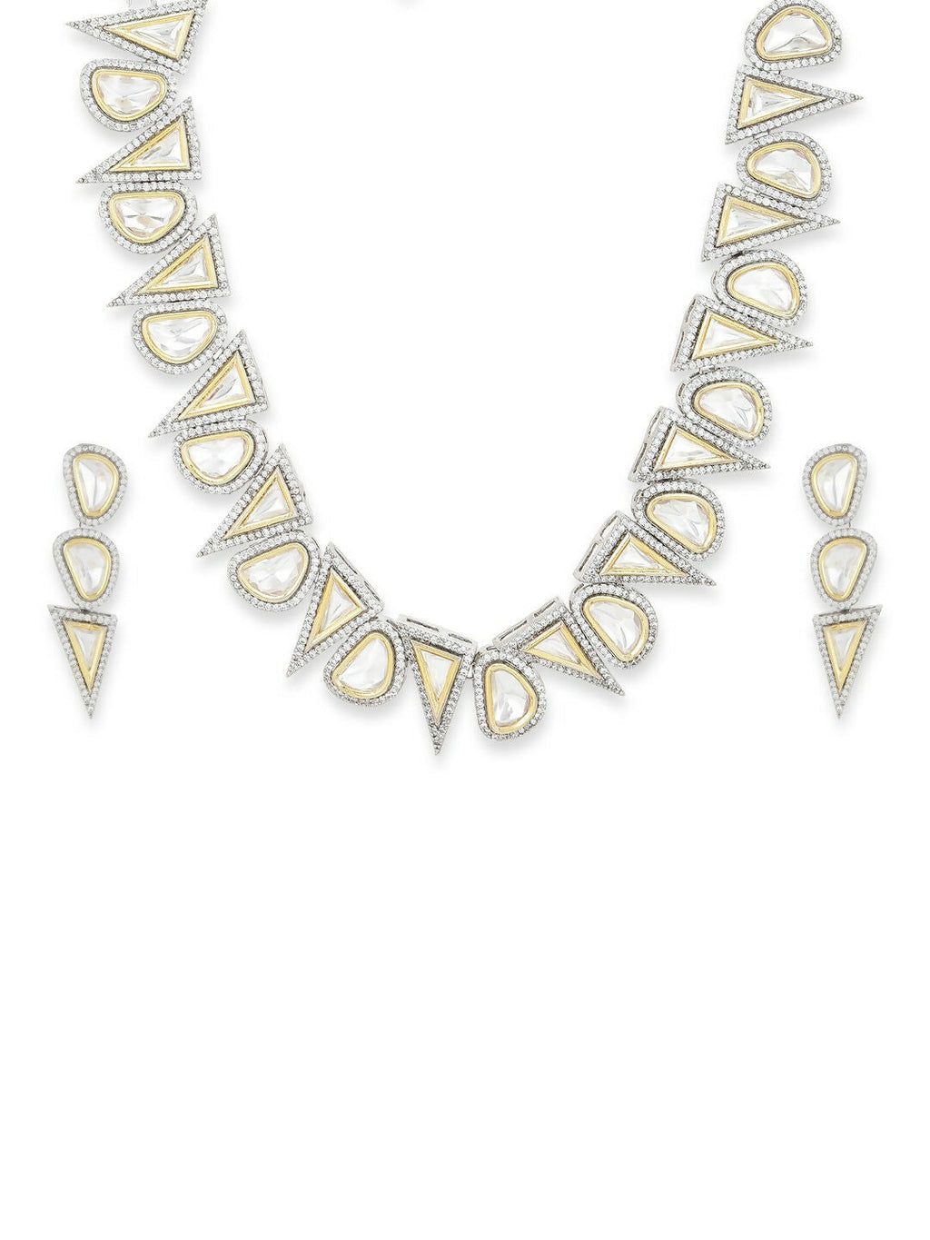 Diamond & Semi Precious Stone Neckpiece with Earrings with Chain - Ruby Raang