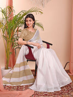 Shree Shyam Fashion The White Loom White Linen Cotton Saree