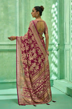 Joban Fashion Deep Magenta Dull Moss Brasso With Kasab Zari Border Saree & Tassels With Brasso Blouse - Distacart