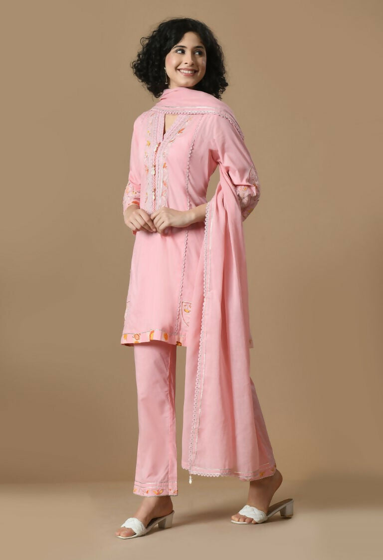 Joban Fashion Pink Cotton Kurta Set