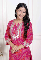 Miravan Women's Embellished Ethnic Cotton Kurta with palazzo
