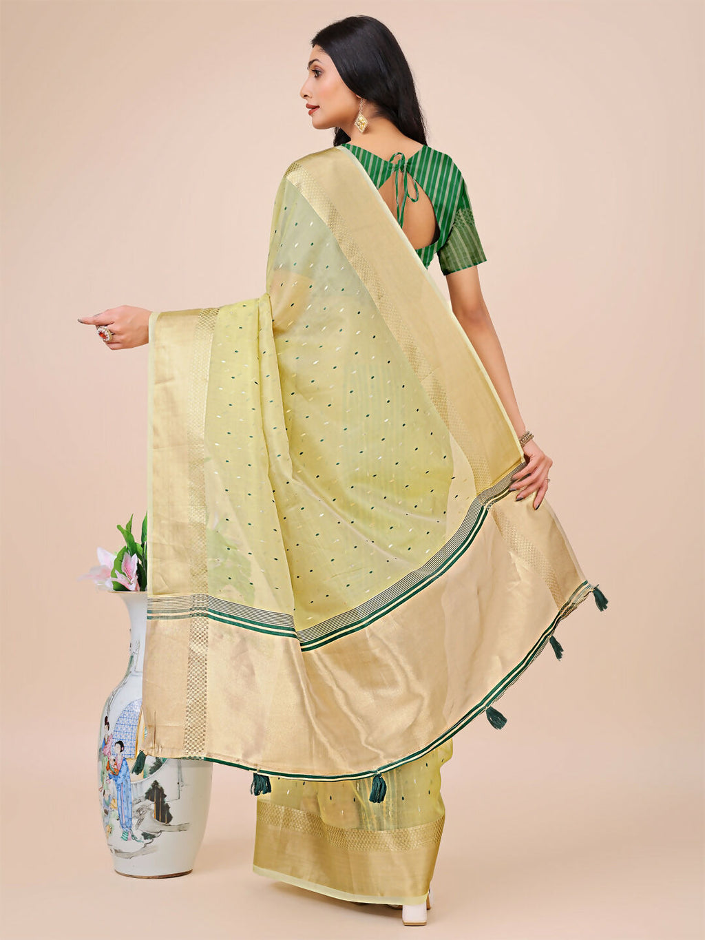 Shree Shyam Fashion Florance Light Green Organza Saree