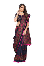 Vamika Blue Color Jute Silk Mirror Work Saree